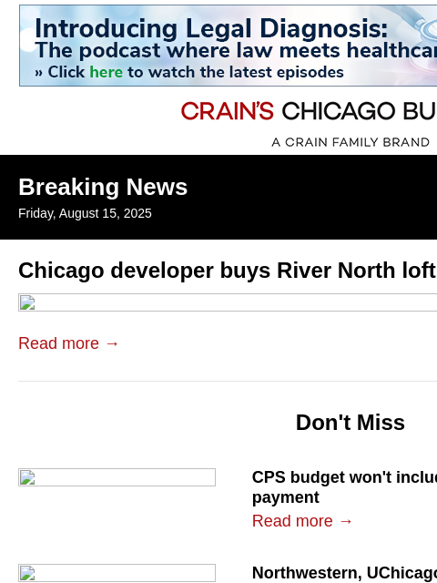 crainalerts newsletter: Developer buys River North loft office building
