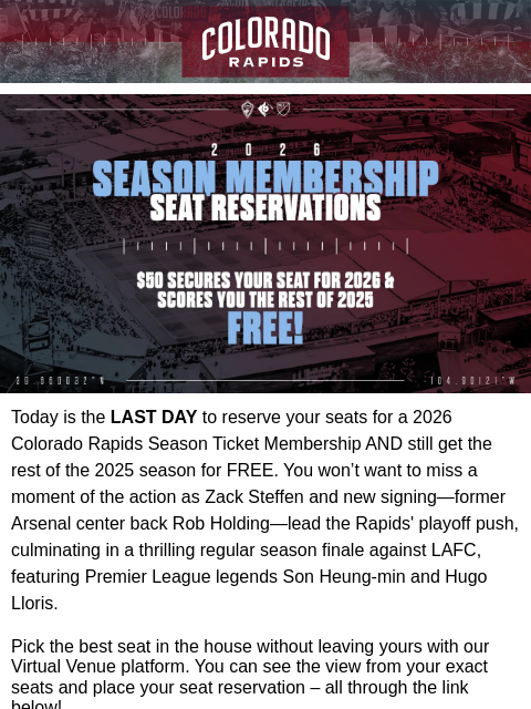 thecoloradorapids newsletter: Final Day: Get This Season Free When You Become a ...