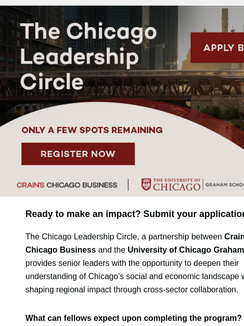 crainliveevents newsletter: Only A Few Spots Remaining for Chicago’s Premier L...