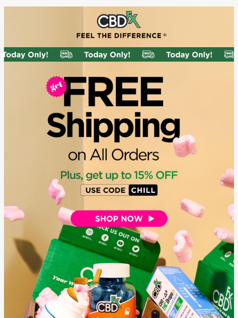 cbdfx newsletter: Get FREE shipping on all orders—today only! 🥳