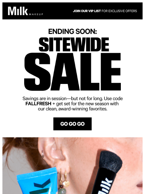 milkmakeup newsletter: The bell’s ringing on our sale