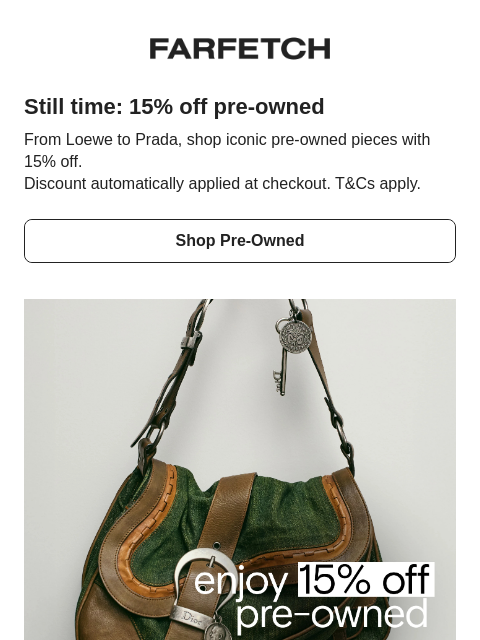 farfetch newsletter: 15% off Loewe, Prada and more