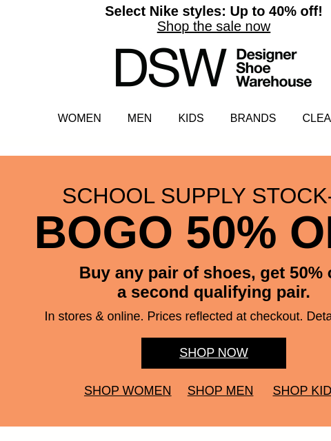 dsw newsletter: ENDS TOMORROW: BOGO 50% OFF
