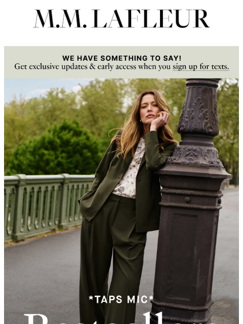 mmlafleur newsletter: GOOD NEWS: Save 20% on work essentials.