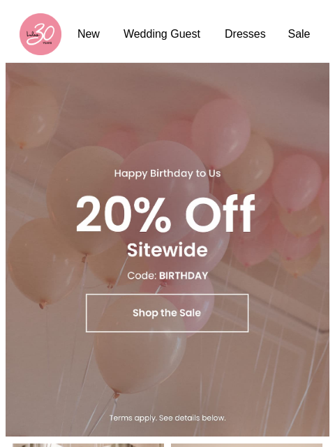 lulus newsletter: Our Birthday, Your Gift (20% Off)​