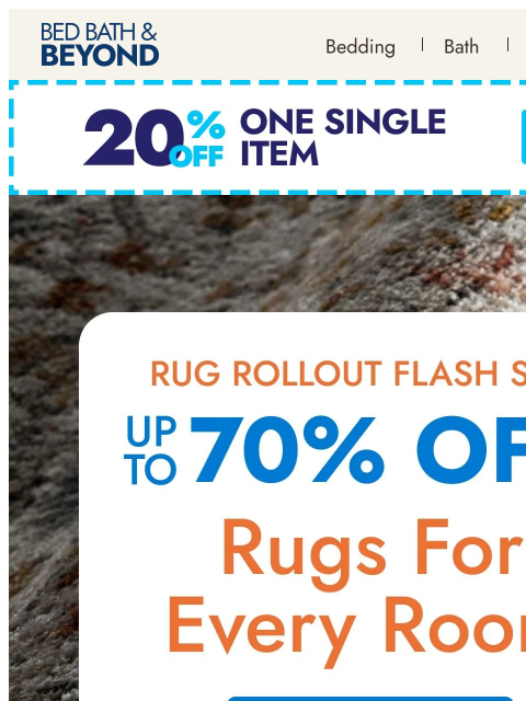 bedbathandbeyond newsletter: Room-by-room rug deals up to 70% off