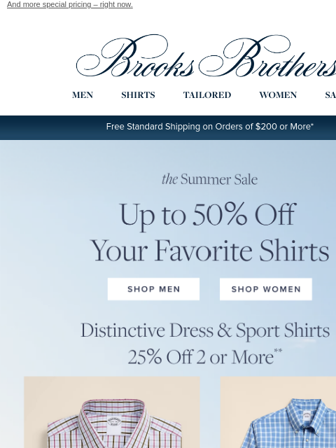 brooksbrothers newsletter: Up to 50% off the shirts you’ll reach for all seas...