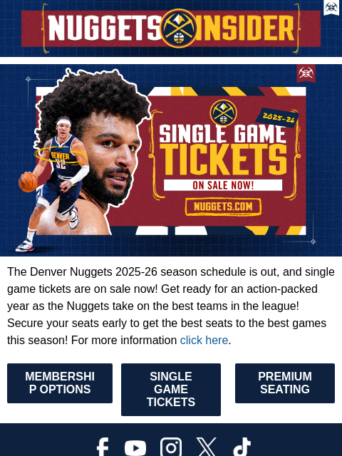 thedenvernuggets newsletter: Your Denver Nuggets 2025-26 Tickets on sale NOW!