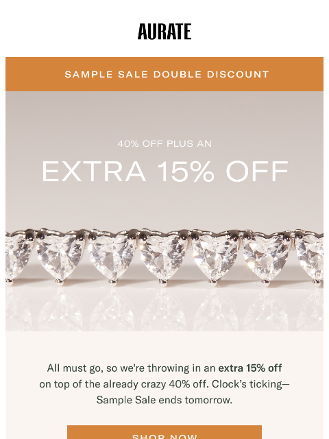 auratenewyork newsletter: UPDATE: EXTRA 15% OFF