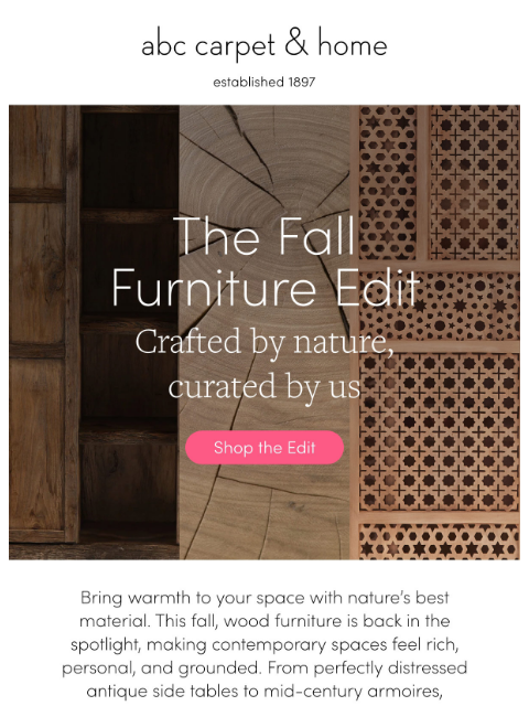 abchome newsletter: Just Landed: The Fall Furniture Edit
