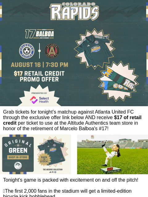 thecoloradorapids newsletter: EXCLUSIVE OFFER: $17 Retail Credit + A Ticket to R...