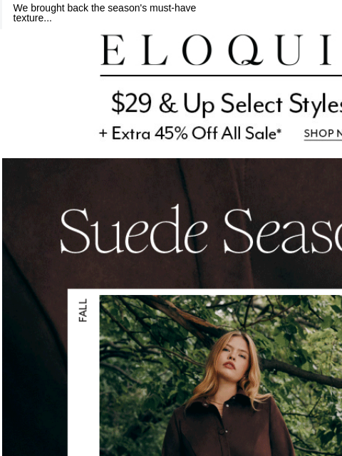eloquii newsletter: Suede-ish things for fall 🤎