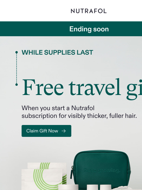 nutrafol newsletter: FREE GIFT ends tomorrow!