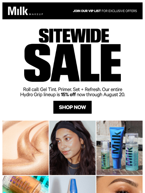milkmakeup newsletter: Hydro Grip. On sale. Enough said.