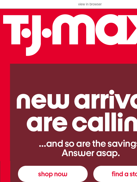 tjmaxx newsletter: Wait, new arrivals?! 👀