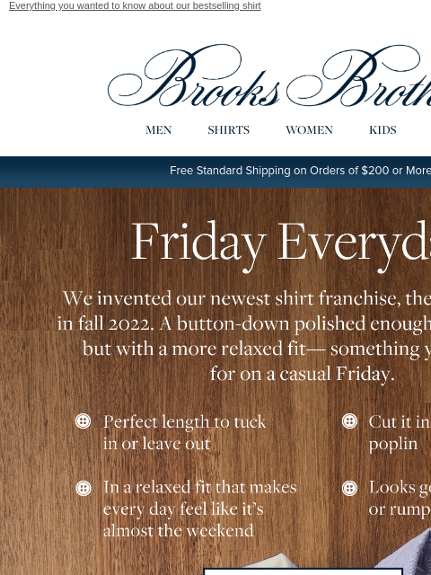 brooksbrothers newsletter: The Friday Shirt + our new Friday Chino