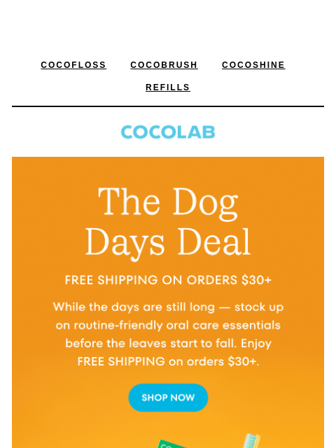 cocolab newsletter: This deal’s hot: free shipping on orders $30+ 🌡️