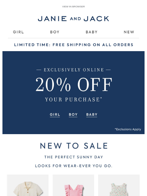 janieandjack newsletter: Free shipping starts now