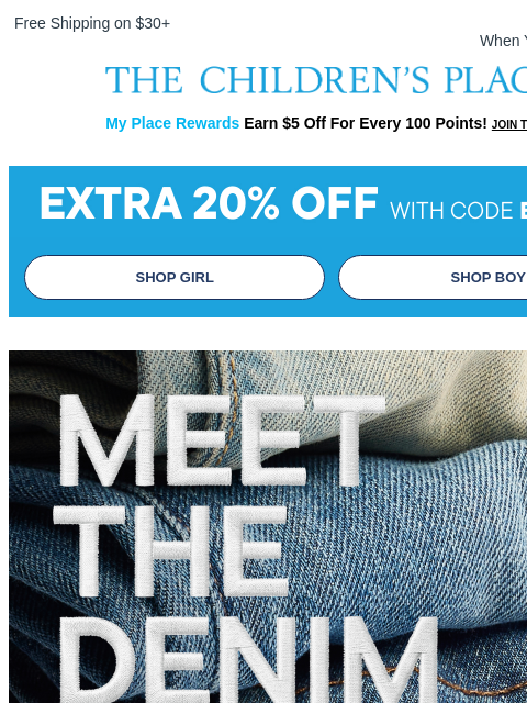 childrensplace newsletter: 5 Denim Fits They'll LOVE Now 🩵