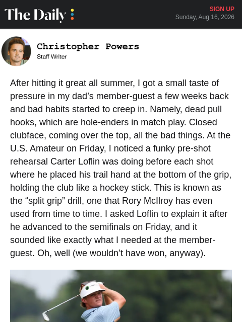 golfdigest newsletter: Carter Loflin’s ‘split grip’ drill, explained