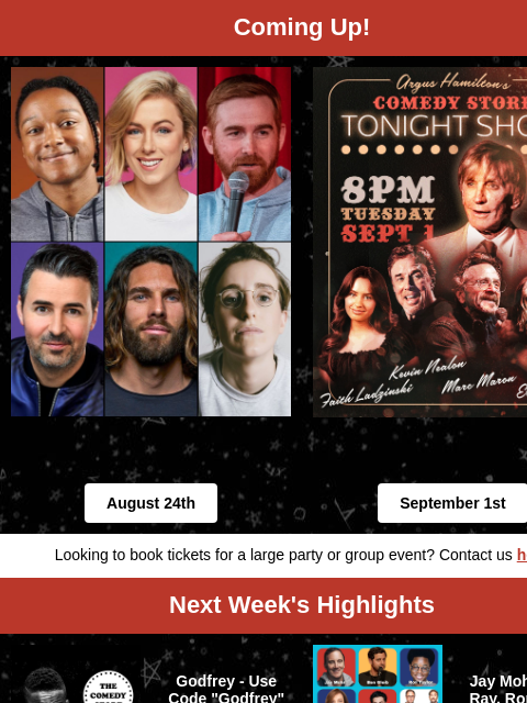 comedystore newsletter: Godfrey, Sebastian Maniscalco, Josh Johnson, Tim D...