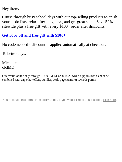 cbdmd newsletter: Friends, Don't Miss 50% Off Sitewide