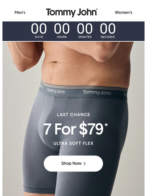 tommyjohn newsletter: LAST CHANCE: 7 for $79 Ultra Soft Underwear
