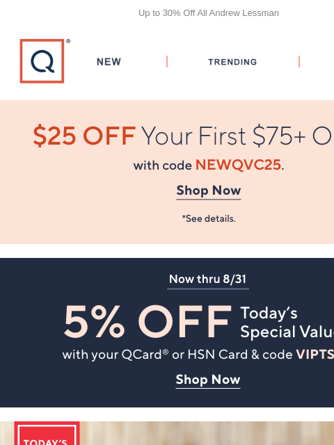 qvcemail newsletter: 5 Easy Pays & Simple Essentials + Get $25 Off