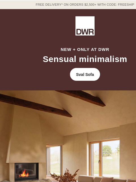 dwr newsletter: Sval Sofa “re-sensualizes a room”