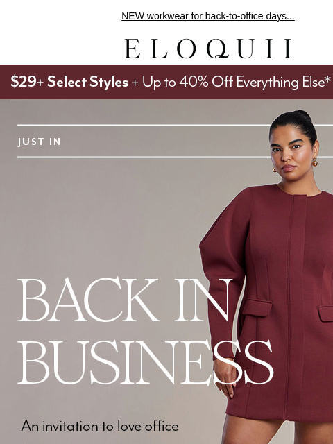 eloquii newsletter: BACK TO BUSINESS