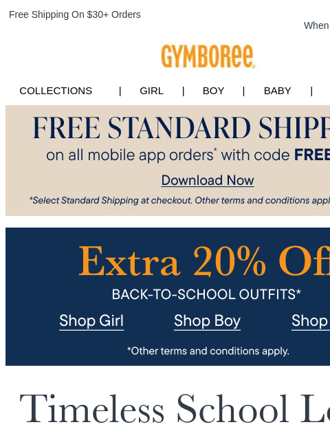 gymboree newsletter: Introducing Our Timeless Back-to-School Collection