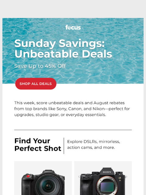 focuscamera newsletter: Sunday Savings: Deals + Rebates = 🎯