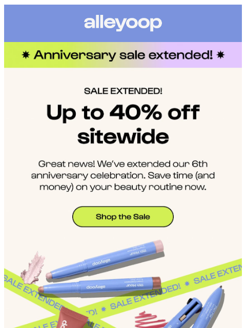 meetalleyoop newsletter: Sale extended! 🫢 Up to 40% off