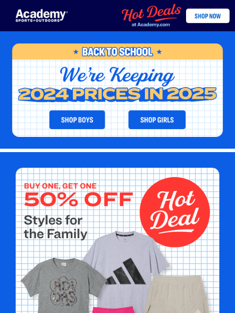 academy newsletter: BOGO 50% Off These adidas Styles