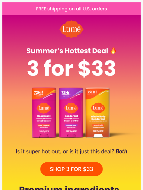 lumedeodorant newsletter: DEAL ALERT 🔥 3 for $33 Sticks!