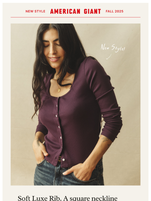 american-giant newsletter: Introducing the Luxe Rib Cardigan