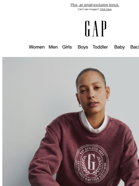 gap newsletter: You landed 40% off everything + half off sweats