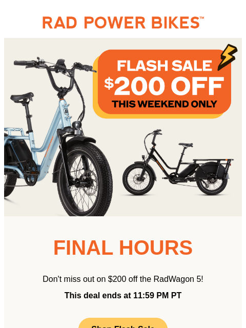 radpowerbikes newsletter: Weekend Flash Sale ⚡ Final Hours