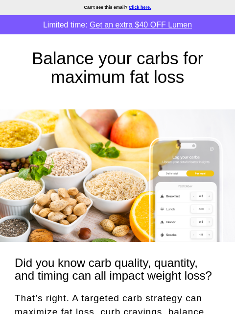 lumen newsletter: Tweak your carb intake and speed up your weight lo...