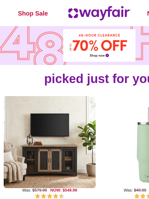 wayfair newsletter: TV STANDS & ENTERTAINMENT CENTERS ❗ UP TO 70% OFF ...