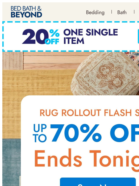 bedbathandbeyond newsletter: Last chance: rugs up to 70% off ⏰