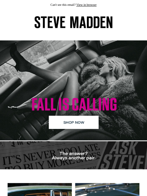 stevemadden newsletter: New Fall Styles Just Called