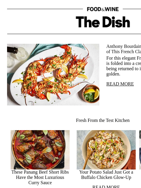 foodandwine newsletter: Anthony Bourdain Would Appreciate the Return of Th...