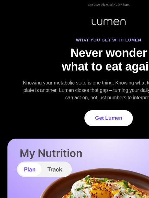lumen newsletter: Never wonder what to eat again