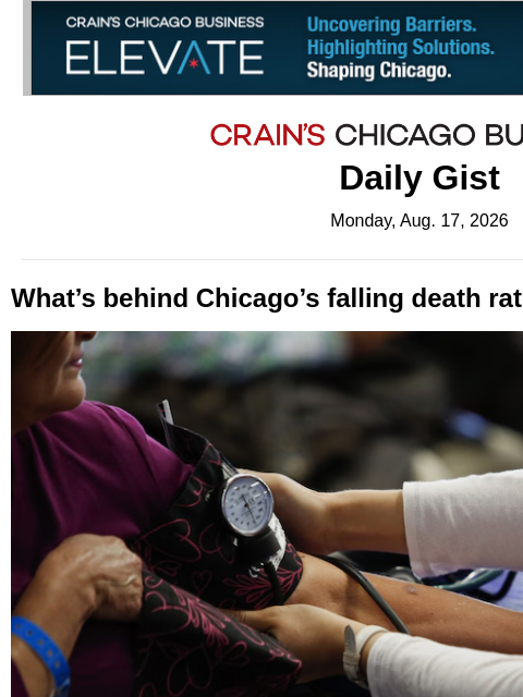 crainalerts newsletter: What’s behind Chicago’s falling death rate