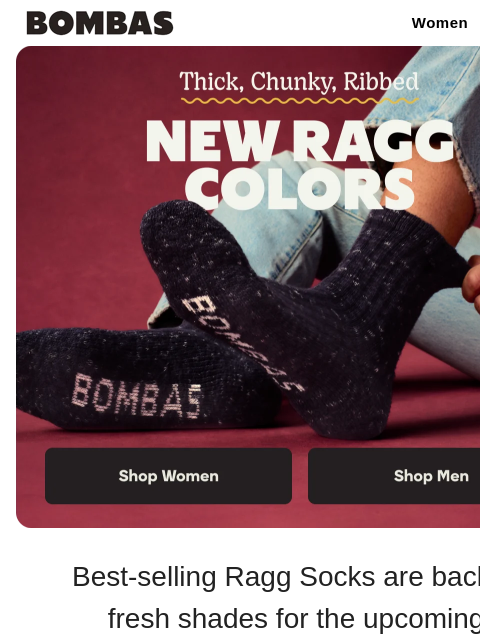bombas newsletter: New Ragg Sock Colors Just Dropped