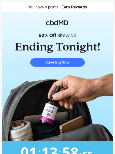 cbdmd newsletter: 50% Off Ends Tonight!