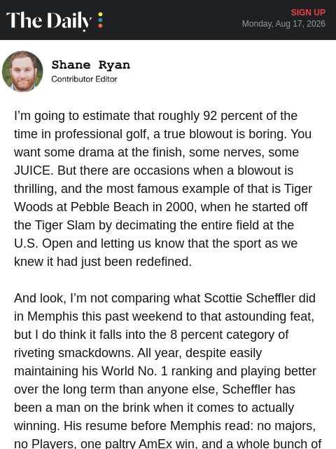 golfdigest newsletter: Scottie is coming for the doubters