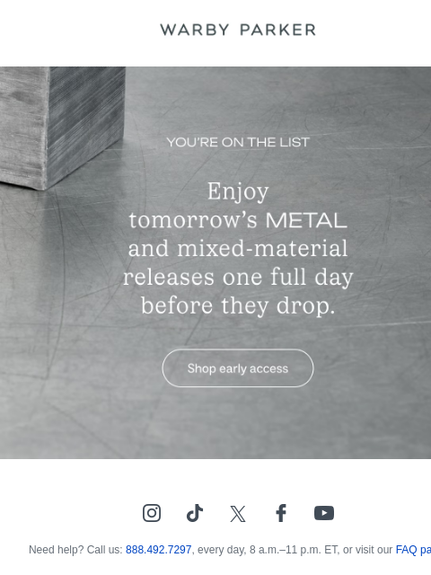 warbyparker newsletter: Your sneak peek at our new metals