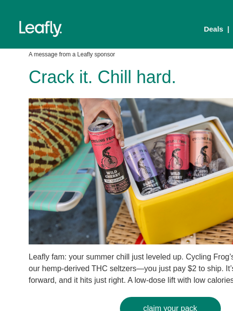 leafly newsletter: Free hemp THC seltzers! 🎁